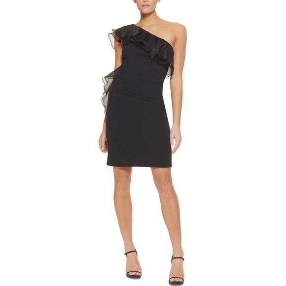 Dkny Dresses & Skirts - DKNY Women’s One Shoulder Ruffled Dress Black Size 6